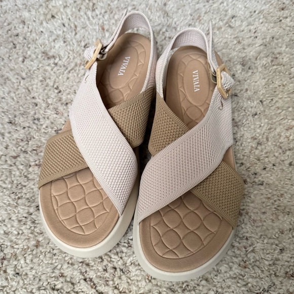 VIVAIA Kara AdaptAll Sport Crossover Slingback Sandals Ivory Nude 11 (43) NEW - Picture 3 of 7